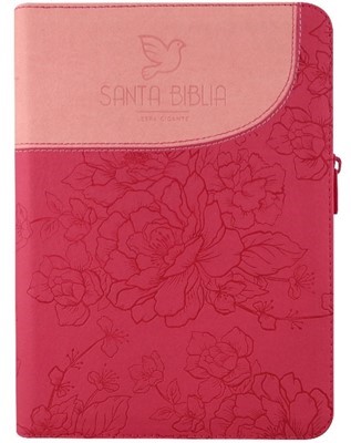 Biblia Reina Valera 1960 Grande Letra Gigante Imitación Piel Fushia Rosa Paloma Código QR