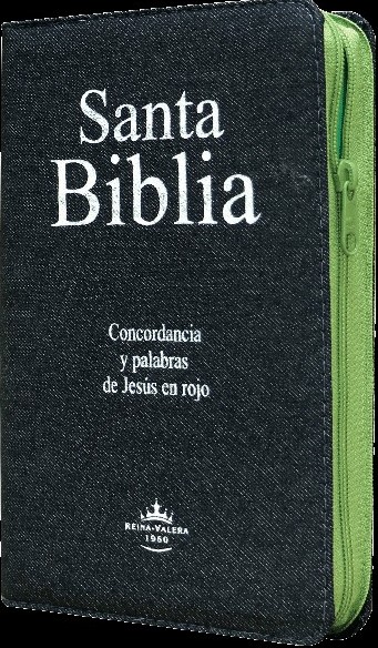 Biblia Reina Valera 1960 Mediana Letra Grande Mezclilla Verde