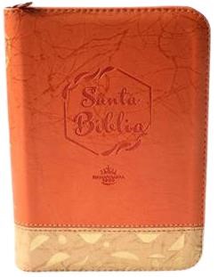 Biblia Reina Valera 1960 Chica Letra Mediana Imitación Piel Naranja Beige Código QR