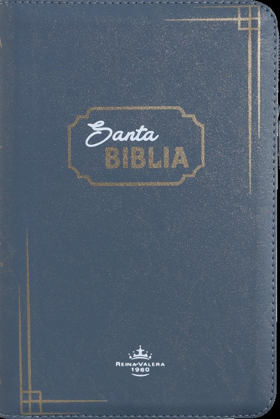 Biblia Reina Valera 1960 Mediana Letra Grande Imitación Piel Gris Código QR